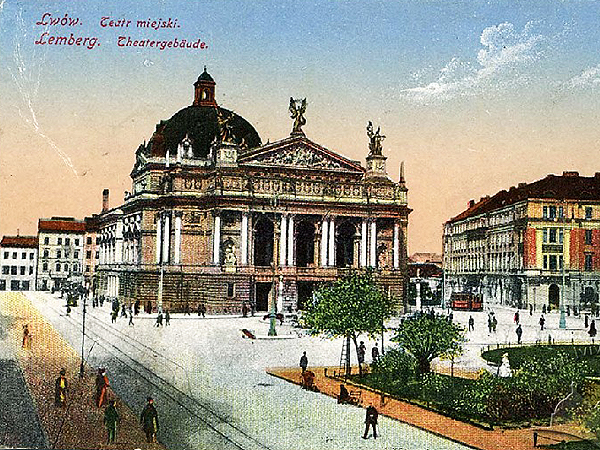 Teatr Miejski na starej pocztówce, rok 1918 (Fot. lvivcentr.org)