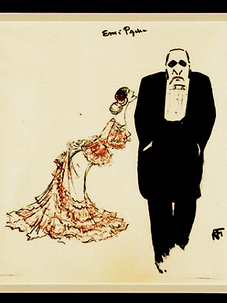 Jadwiga Mrozowska i Józef Sosnowski jako „Psyche i Blaks” w sztuce Jerzego Żuławskiego „Eros i Psyche”, 1904 r. Rys. Karol Frycz (Fot. desa.pl)