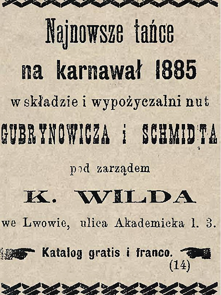 Ogłoszenie karnawałowe w prasie lwowskiej (Foto archiwalne)