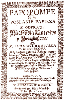 Strona tytułowa „Papopompe” (wikipedia.org)