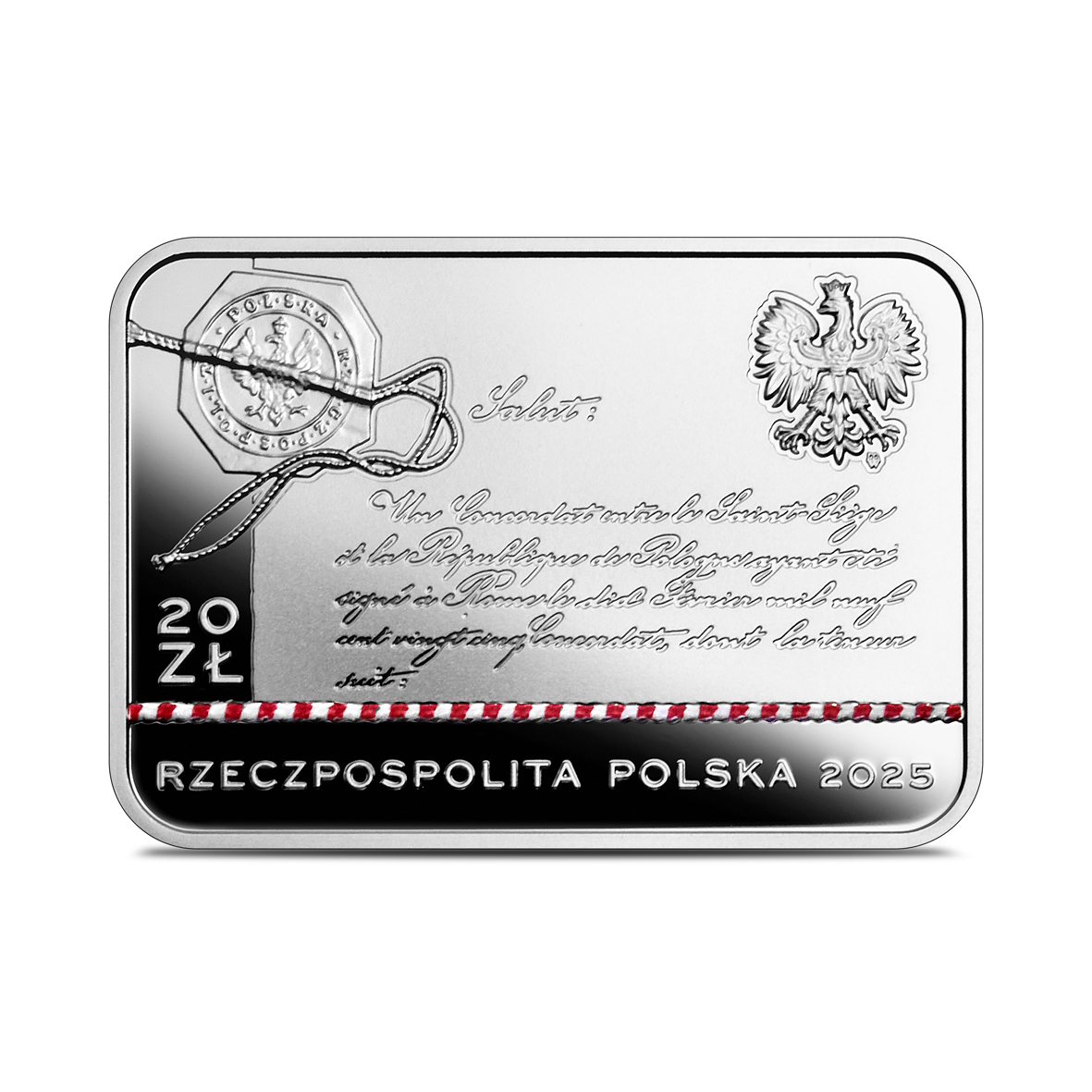 Moneta kolekcjonerska z okazji 100. rocznicy zawarcia Konkordatu między Stolicą Apostolską a Rzeczpospolitą Polską